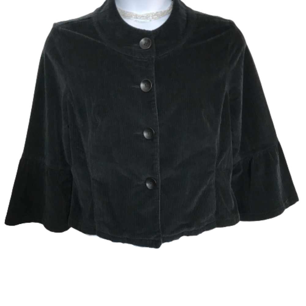 Live a Little Black Corduroy Ruffled Sleeve Jacket